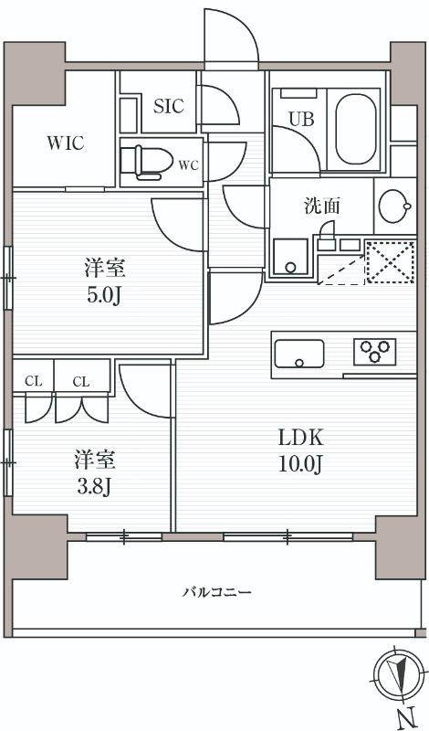 SEASON FLATS上野稲荷町(2LDK/12階)の間取り写真