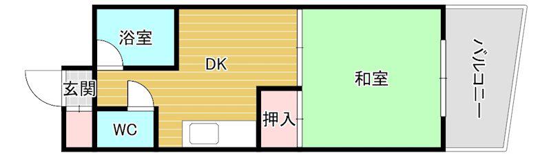 サンポートハイム大今里(1DK/2階)の間取り写真