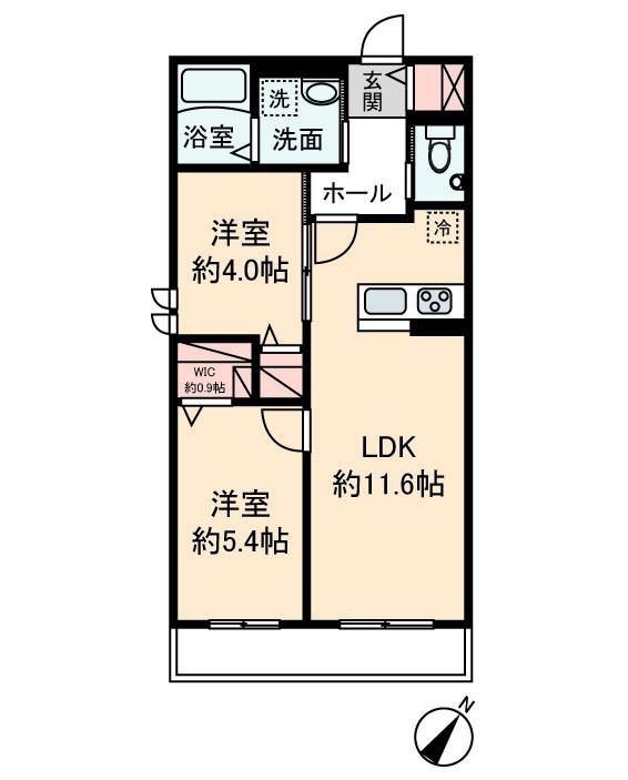 カーサ ラナ C(2LDK/1階)の間取り写真