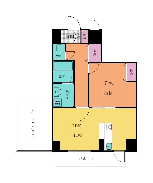 BERGAMOTTO三萩野ベルガモット三萩野(1LDK/7階)の間取り写真