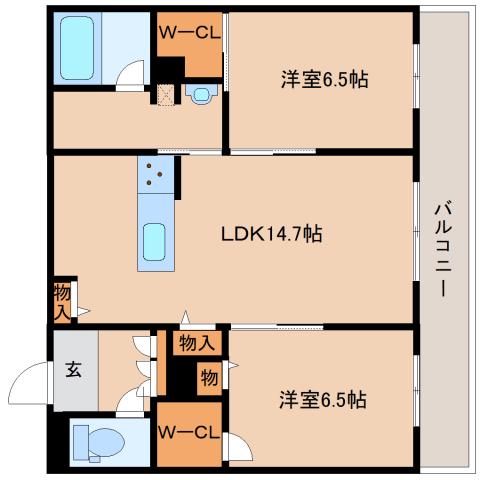 シャーメゾンプリンスコート(2LDK/2階)の間取り写真