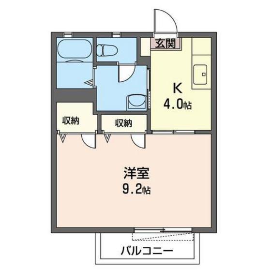 グランドール天川B(1K/2階)の間取り写真
