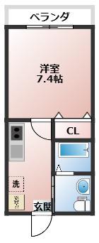 ハーミットクラブハウス 凪 衣笠(1K/1階)の間取り写真