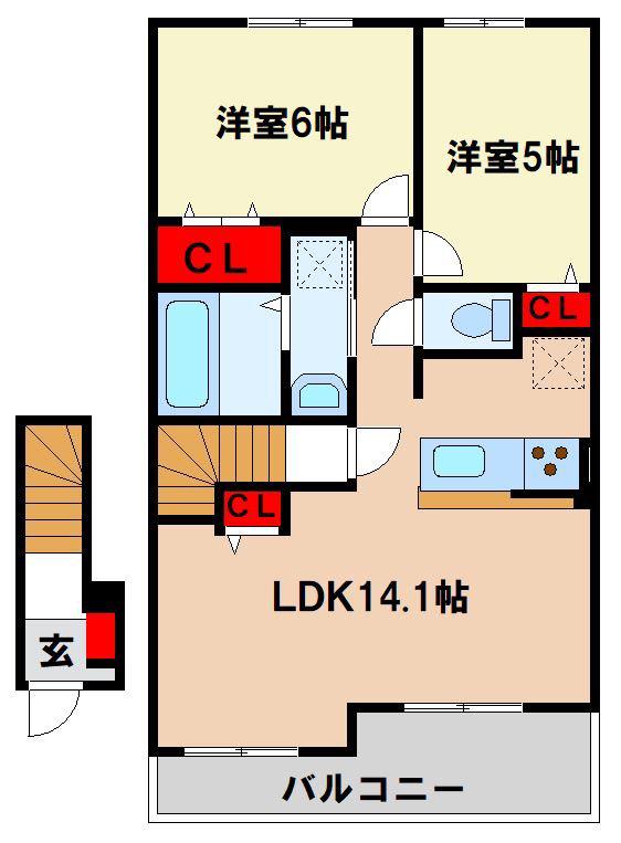 ルミナス サードI(2LDK/2階)の間取り写真