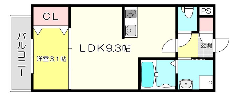 KOGI RESIDENCE 岩田町(1LDK/2階)の間取り写真