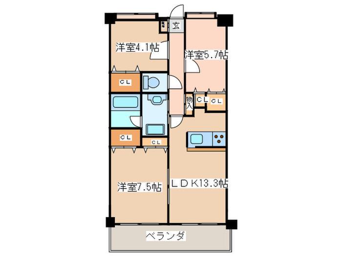 ロイヤルパーク多摩川(3LDK/2階)の間取り写真