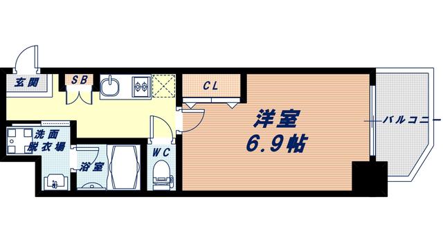 レジュールアッシュ難波LUXE(1K/12階)の間取り写真
