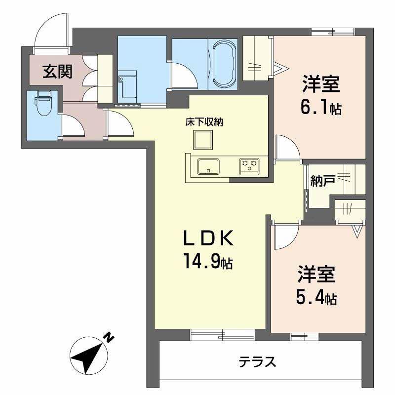 シャーメゾン ペイ ドゥ レーヴ(2LDK/1階)の間取り写真