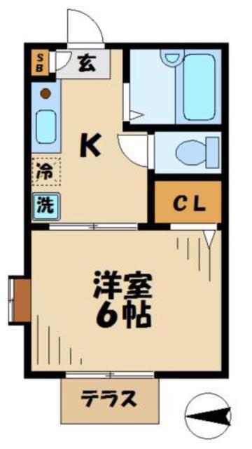 ハイビスカス(1K/2階)の間取り写真