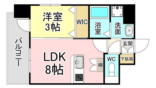 ルークス穴生(1LDK/8階)の間取り写真