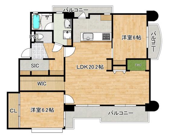 林田ビル(2LDK/3階)の間取り写真