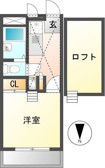 カーサ曽池町(1K/3階)の間取り写真