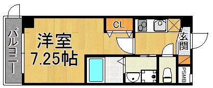 ジェンシア塚口(1K/1階)の間取り写真