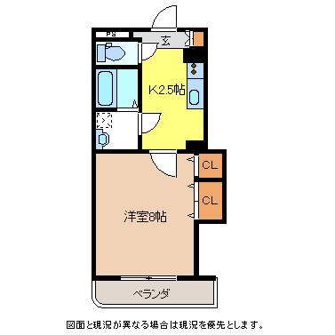 エクシブ広丘駅東B(1K/3階)の間取り写真