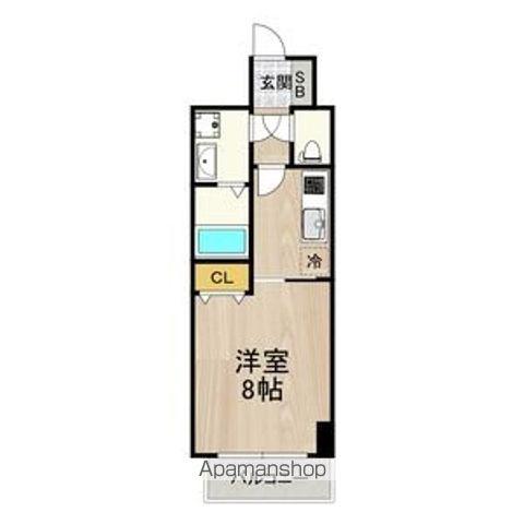 フロンティアコート堺筋本町(1K/4階)の間取り写真