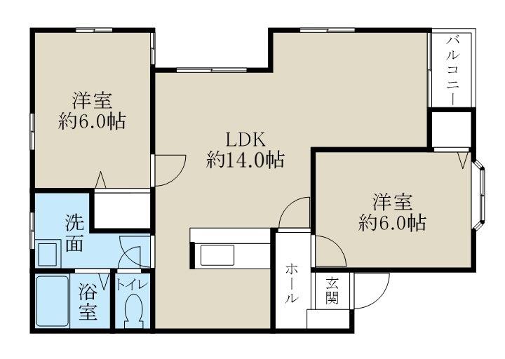サンフローラルB(2LDK/2階)の間取り写真