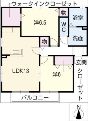 レジデンス神ノ倉(2LDK/2階)の間取り写真