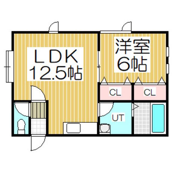 グリーンハイム(1LDK/2階)の間取り写真