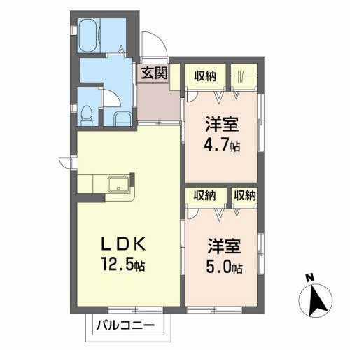 メゾンドコーラル(2LDK/1階)の間取り写真