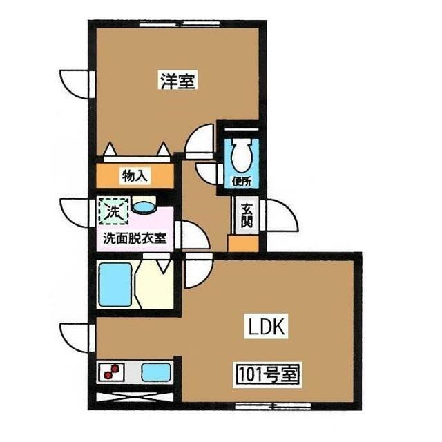 FLAX鷹番 部屋番号101(1LDK/1階)の間取り写真