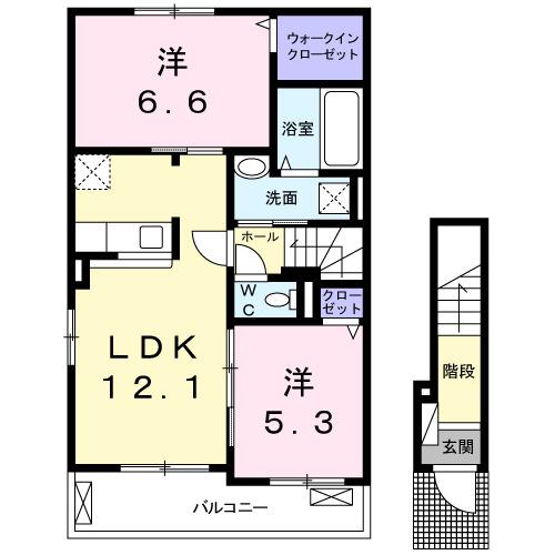 メゾングレースF(2LDK/2階)の間取り写真