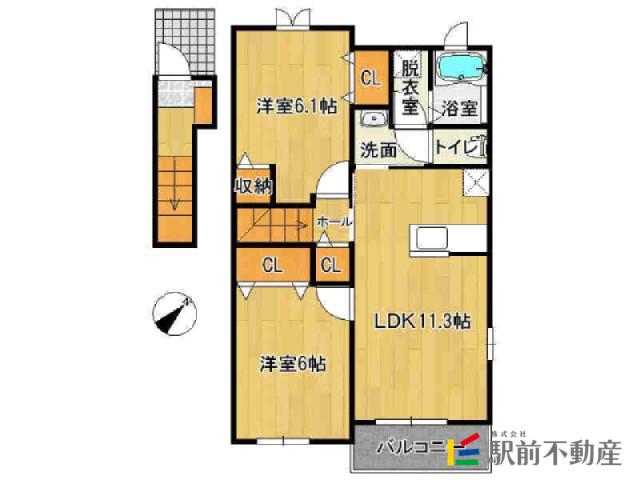 アーバンヴィラB(2LDK/2階)の間取り写真