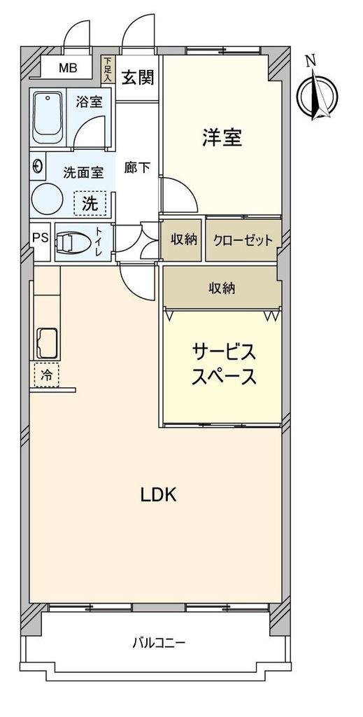 小町パークマンション(1SLDK/4階)の間取り写真