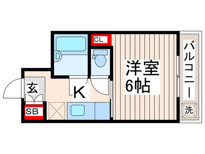 東陽町ハイホーム B棟(1K/2階)の間取り写真