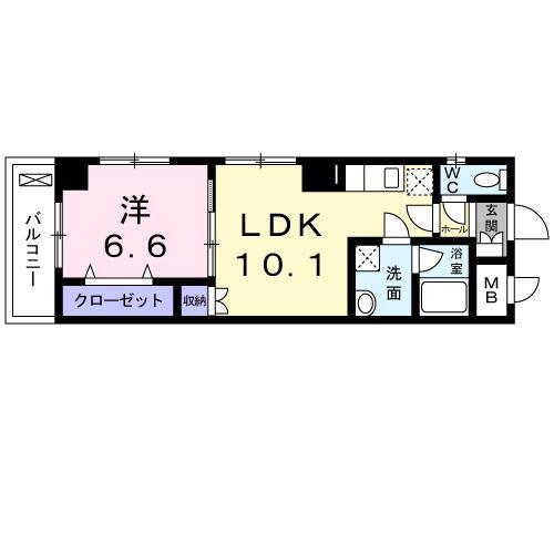 ミルト中町(1LDK/2階)の間取り写真