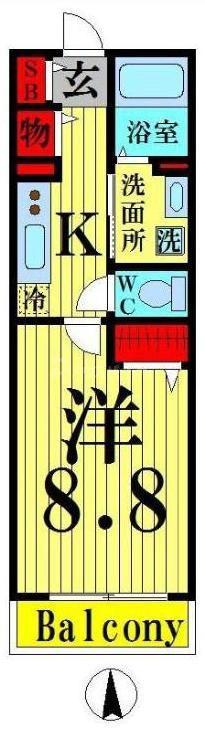 セレッソ(1K/4階)の間取り写真