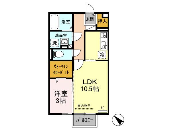 ヴィヴレ兵庫北(1LDK/1階)の間取り写真