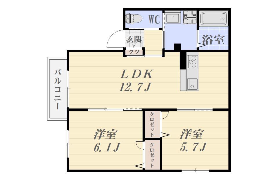 パークサイドハイム(2LDK/2階)の間取り写真