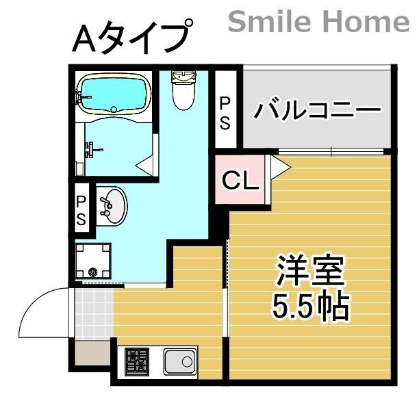 CRASTINE住吉大社(1K/1階)の間取り写真