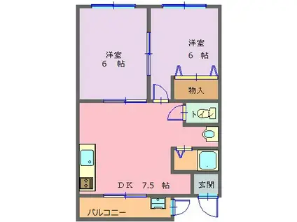 竹嶋荘(2DK/2階)の間取り写真