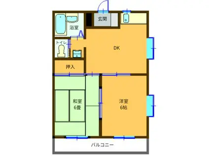 北田ハイツ(2DK/3階)の間取り写真