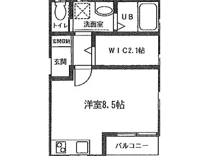 ハイツアリッサムIII(ワンルーム/2階)の間取り写真