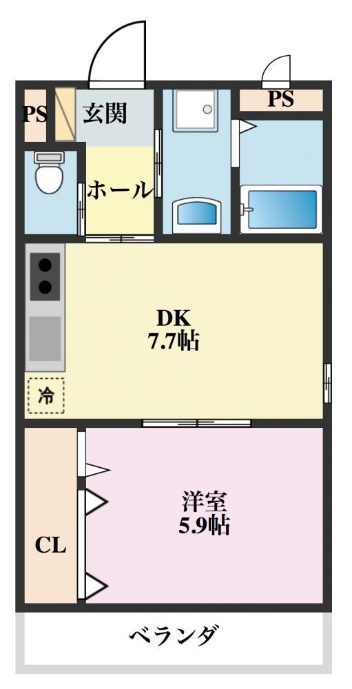 グランデージ中野(1DK/2階)の間取り写真