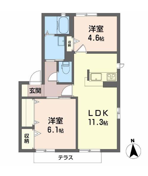 ピエモンヌ東山3(2LDK/1階)の間取り写真