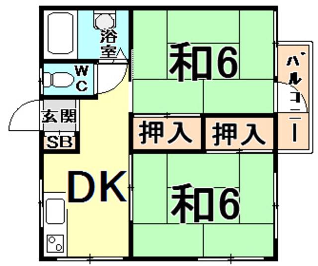 青葉ハイツ(2DK/3階)の間取り写真