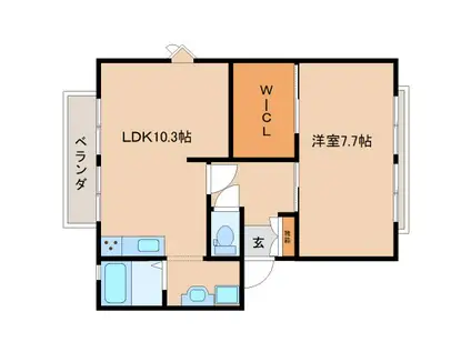 ハイツ光E(1LDK/2階)の間取り写真