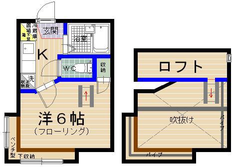 エムビル香椎参道A棟(1K/1階)の間取り写真