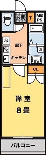 ステージルビーグラス(1K/6階)の間取り写真
