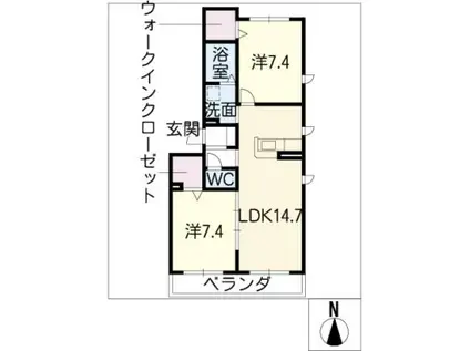 長良川サンハイツ A(2LDK/3階)の間取り写真