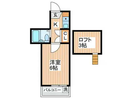 マンション誠也(1K/2階)の間取り写真