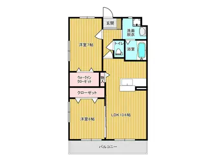 サンプラス(2LDK/1階)の間取り写真