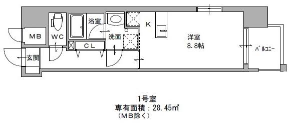 ミュゼ 海老山(ワンルーム/4階)の間取り写真