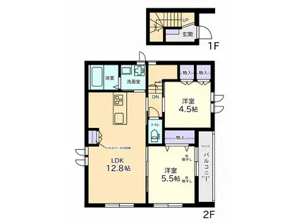 MIMOSA(2LDK/2階)の間取り写真