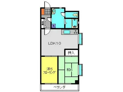 コスモ佐野(2LDK/3階)の間取り写真