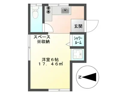 恵明荘 HERBAL APARTMENT みんなで創るキッチンガーデン(ワンルーム/2階)の間取り写真