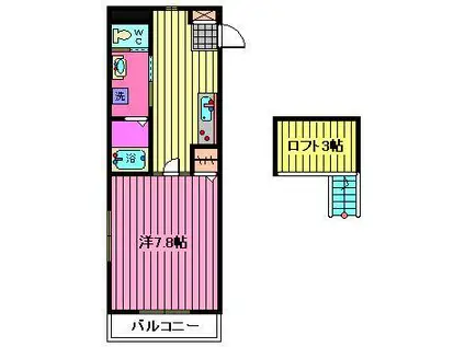 ラビエール戸田新曽B(1K/3階)の間取り写真